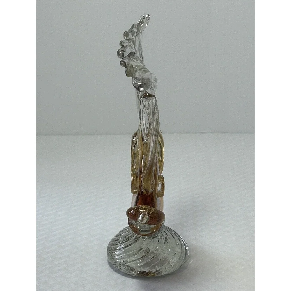 VINTAGE‎ ART GLASS GOLD & WHITE FISH FIGURE/STATUE- 8 1/4”